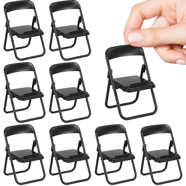 Mini sammenleggbare stoler dukkehus svart for dekor 120 stk miniatyrmøbelleke