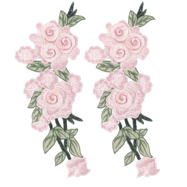 Rosa blomst brodert bomullslapp Unike DIY-klesstilbehør for vester og hatter