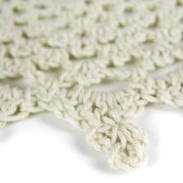 Hæklede bomuldsdækkeservietter i blonde, 4-pak, beige, net, ca. 12-14 cm runde