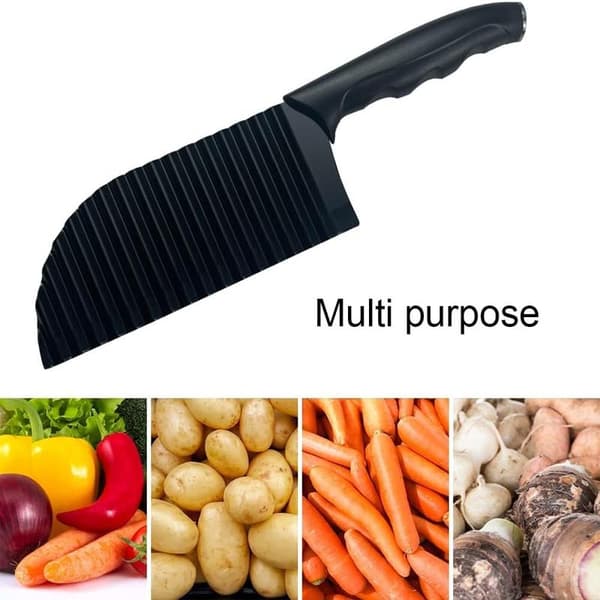 Bølgete Kutter, Potetkutter, Rustfritt Stål Bølgete Blad Grønnsakskutter, Håndholdt Chipper Chopper for Pommes Frites, Grønnsaker,