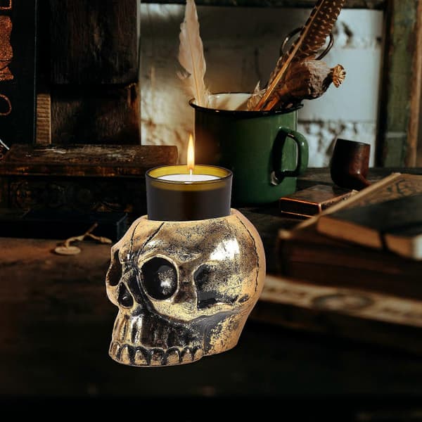Skelettljusstake för Halloween 3-pack ljusstakar i harts