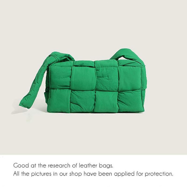 Puffervävd Väska Dam Vadderade Designer Crossbody Väskor Vävd Handväska Dun Axelväskor Green