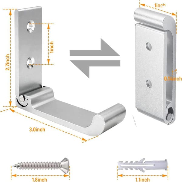 4 st väggkrokar, hopfällbara krokar, aluminiumlegering-FX-