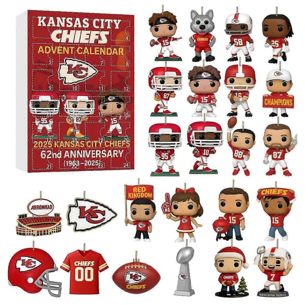 2026 NFL Travis Kelce Jule-blindboks-pynt 24-delt akryl-julekalender-dekoration til fodbold C