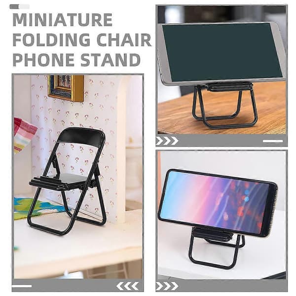 Sammenklappelig Stol Telefonholder Miniatyr Sort Plastikstol til Indretning 32 Stk.