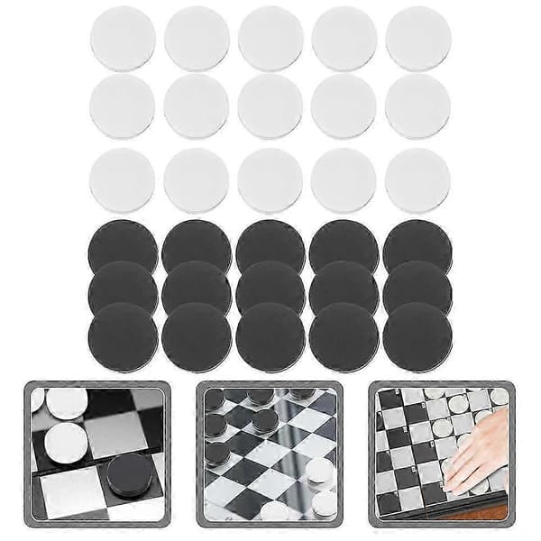 25-26 Skakbrikker Bræt Backgammon Klassisk Spil Dam Spil Erstatningsbrikker Hvid Sort Tilbehør Dam Praktisk Rund