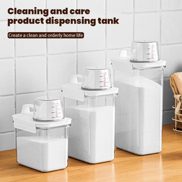 Vaskemiddeltank for oppbevaring, tett vaskemiddeldispenser med håndtak - 1800ml