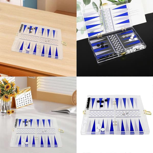Resebrädspelssats Schack Backgammon Brädspel Fällbart Bärbart Schackbräde Strategibrädspel Lätt att bära Multicolor
