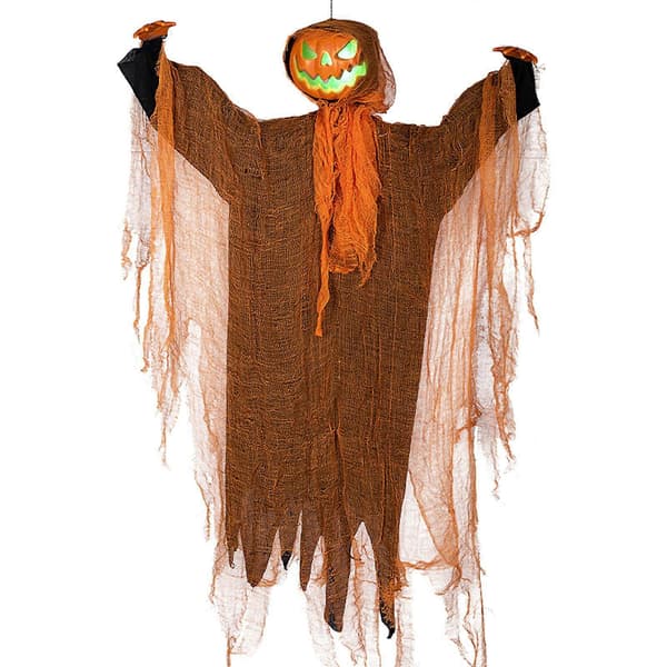 Hængende spøgelse med græskarhoved, animeret Halloween-rekvisit