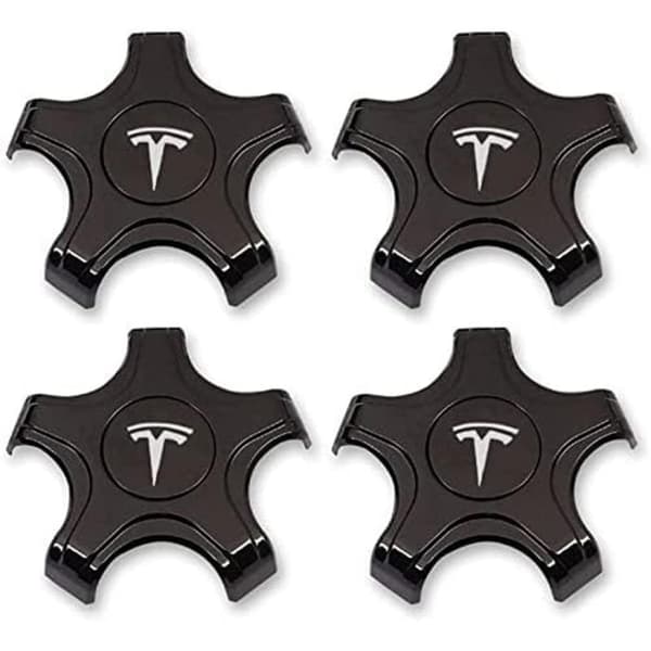 4-pak sorte og hvide Tesla Model 3 navkapsler til Aero H