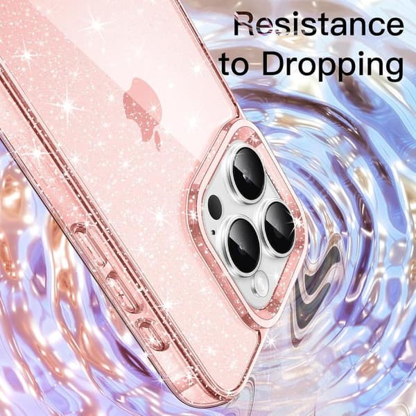 Glitterdeksel for iPhone 16 Pro MAX 6,9 tommer, Støtsikkert Bling Sparkle-deksel, Søtt Glitrende for Jenter og Kvinner