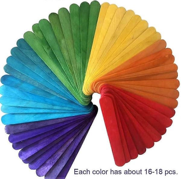 Fargerike ispinner, 45-50 stk, 6,5 cm, håndverkspinner, fargerike ispinner, regnbue barnas kunsthåndverkspinner