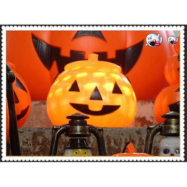 Halloween gresskarbøtte med LED-lys og lyd, gresskarkurv med håndtak, Halloween godteribøtte, festdekorasjon