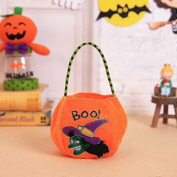 Halloween-godispåse i sammet – Pumpa, katt, häxa, vampyr Green