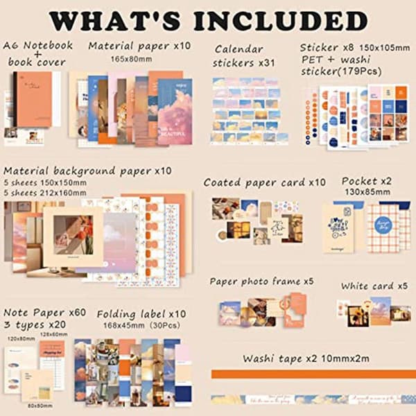 Estetisk Scrapbooking-sett, Junk Journal-sett med Journaling/Scrapbooking-tilbehør, Gave til Tenåringer (
