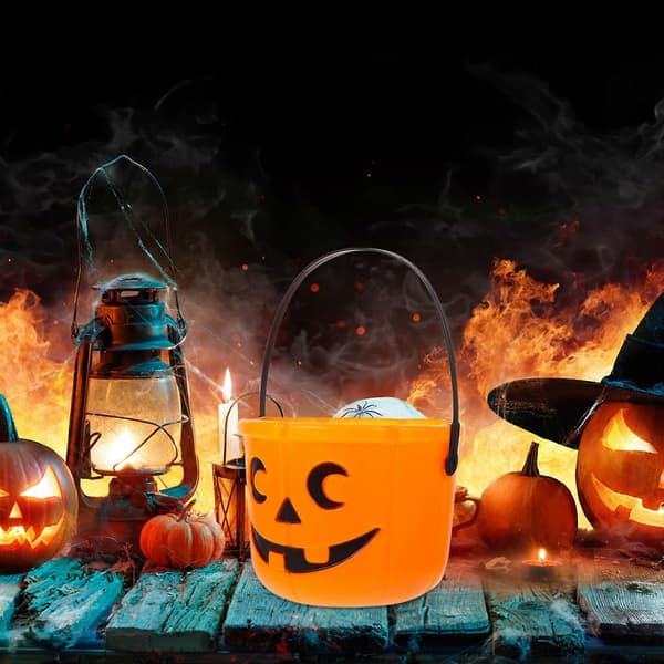 Orange Halloween-pumpahinkar för förvaring, 4 st bärbara godisbehållare för barn