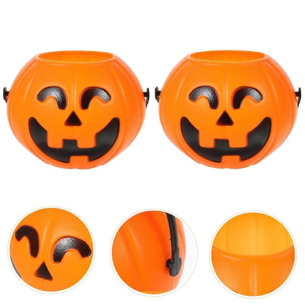 Halloween-godteribøtte i plast, gresskar til festgodteri, 12 stk. 7X6cm Orange