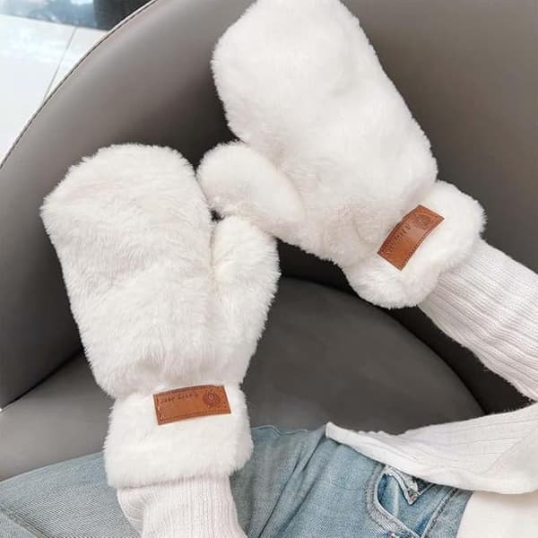 Vinter Tjock Plysch Mjuka Handskar med Full Finger för Kvinnor Varma Köldskydd Sammet Foder Vantar