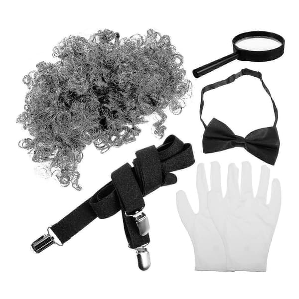 Bachelor Cosplay-sæt til mænd med paryk, handsker, butterfly og forstørrelsesglas