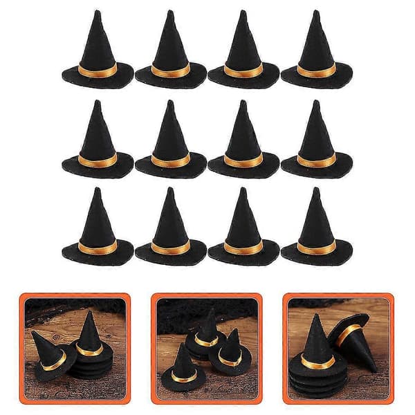 12 stk. Halloween mini heksehatter til vinflasker, festdekorasjon, Halloween-utstyr