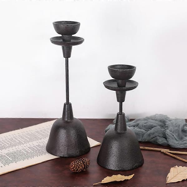 Romantiske lysestaker i sort, dekorativ lysestake for bryllup og fest Low profile