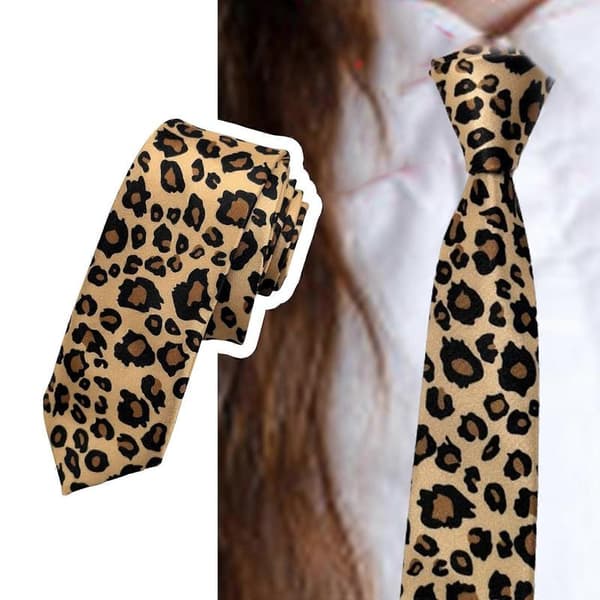 Klassisk leoparddesign slips til mænd og kvinder polyester langt slips til formelle begivenheder, fester og hverdags kontorbrug Style 4