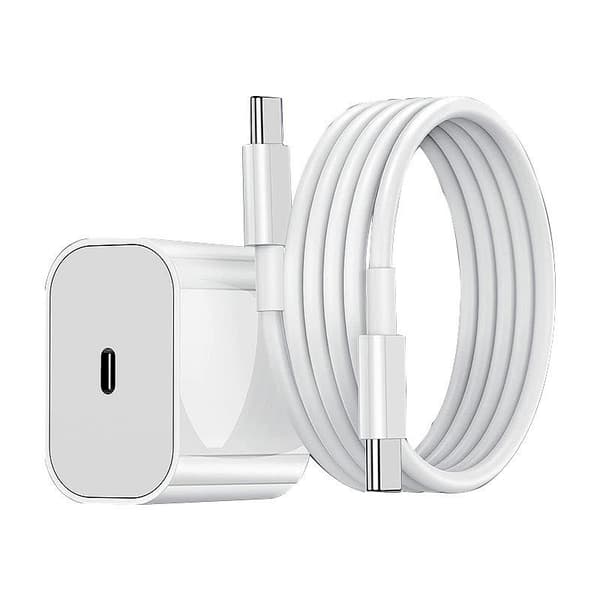 Oplader til iPhone 15/iPhone 16/iPhone 17 + 2-meter datakabel, hurtigoplader, USB-C til USB-C