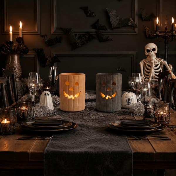 Lysestake i harpiks formet som gresskar – Hul Halloween-dekor Coffee