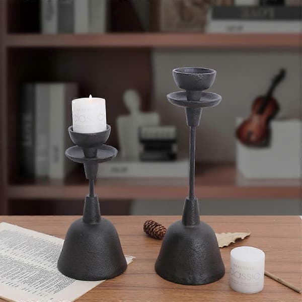 Romantiske lysestaker i sort, dekorativ lysestake for bryllup og fest Low profile