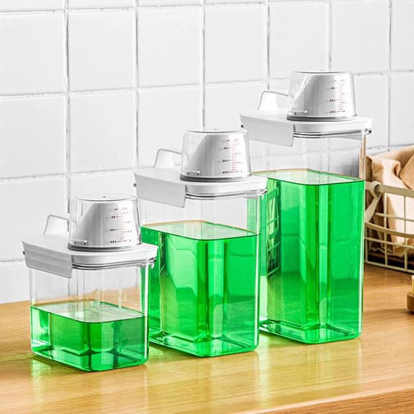 Vaskemiddeltank for oppbevaring, tett vaskemiddeldispenser med håndtak - 1800ml