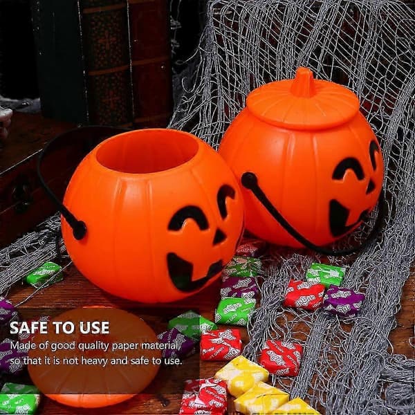 Plast Halloween godteribøtte gresskarbøtte til fest 6 stk