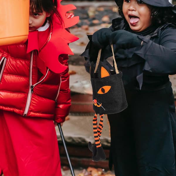 Halloween slikpose i kattestil til opbevaring af stofslikbeholder