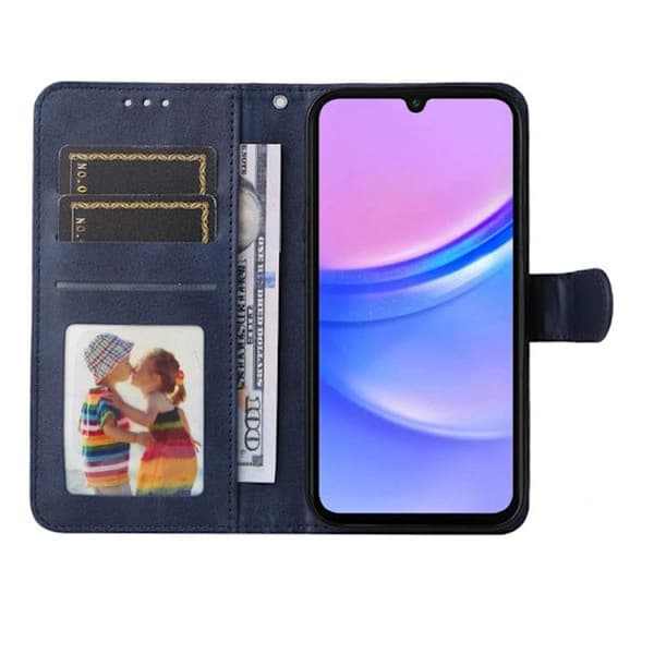 Samsung Galaxy A17 A26 A16 5G Etui med Lædertekstur Blå