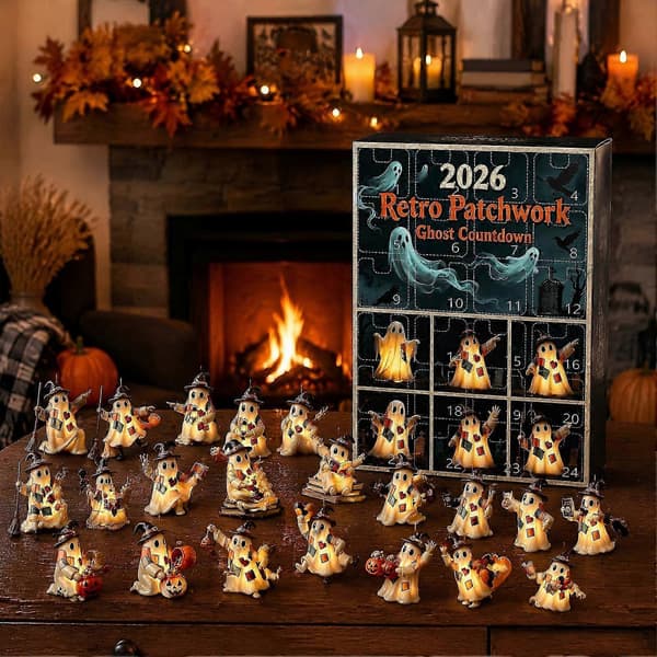 Ny Halloween-adventskalender - 24 dagers minispøkelsesfigurer - for rustikk og festlig gave E