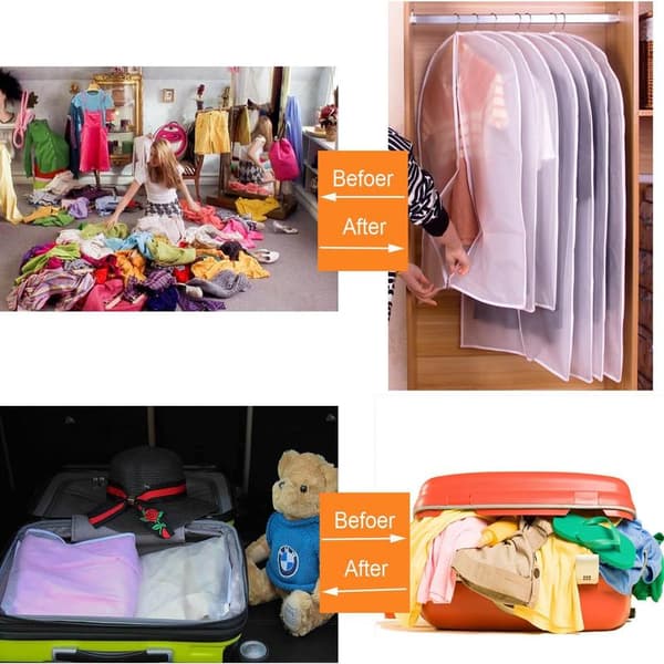 6-pack klädskydd med dragkedja för garderobslagring B
