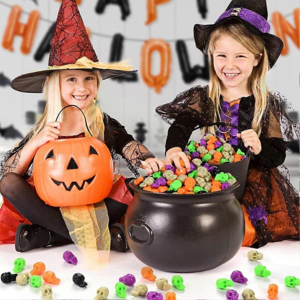 Stor Halloween Heksekedel, Sort Plastik Slikkedel Black