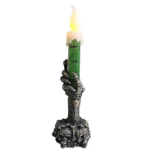 Halloween-lys med skjeletthånd som holder et lys, dekorasjon til fest 1 Pc Green
