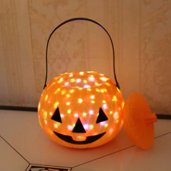 Halloween gresskarlykt innendørs dekorasjon opplyst gresskar godterioppbevaring Orange