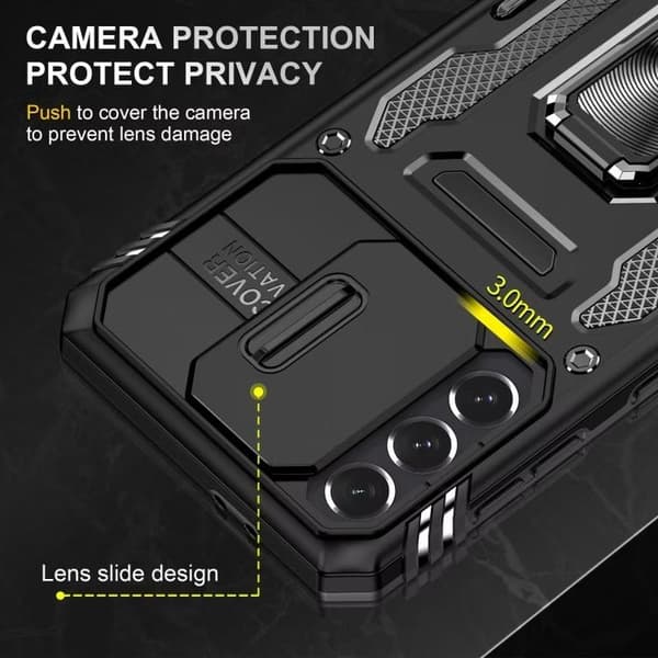 Samsung S24 - Deksel CamShield / Kamerabeskyttelse Støtte Svart Galaxy S24