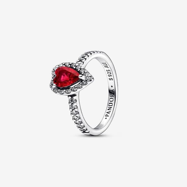 Pandora - Elevated Red Heart Ring - Sterling sølv Circumference: 58mm