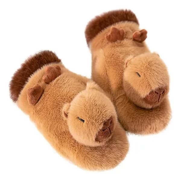 1 par søde varme korte capybara plys handsker