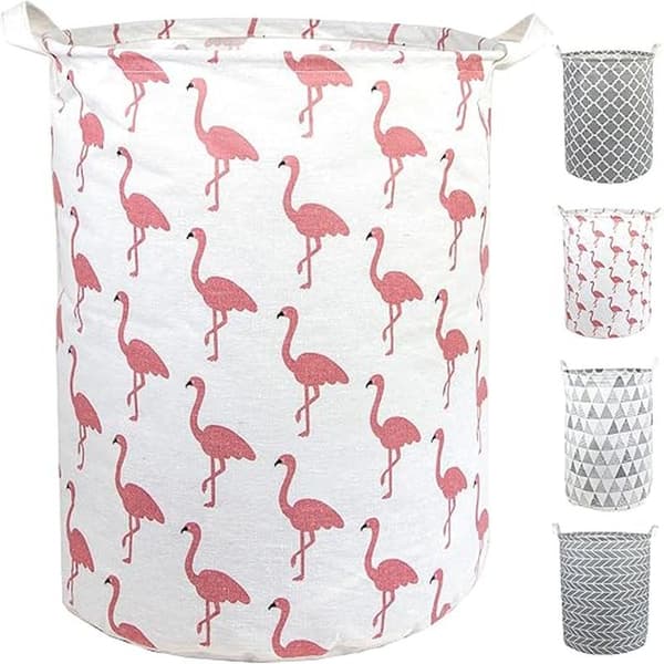 (Flamingo) 41*30 cm netvaskekurv og vasketøjspose - sammenklappelig