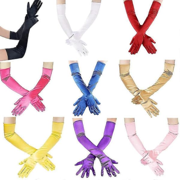 Fine handsker Satin Lange Handsker Til Kvinder Dansehandsker Bryllupshandsker Hvide White