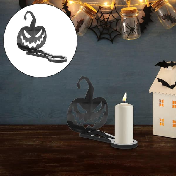 Halloween lysestake i rustfritt stål, svart, for borddekorasjon, 4 stk.