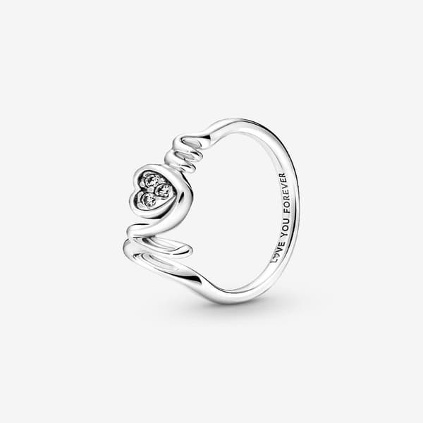 Pandora - Mamma Pavé Hjerte Ring - Sterlingsølv Circumference: 52mm