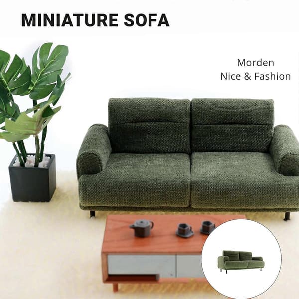 Miniature Stue Sofa Model Detaljeret Dukke Møbler 1/10 Skala Model Til Samler Grå Gray