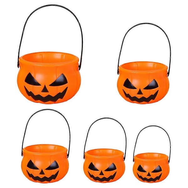 Orange Halloween-godishink som dekoration, 5 st plasthinkar