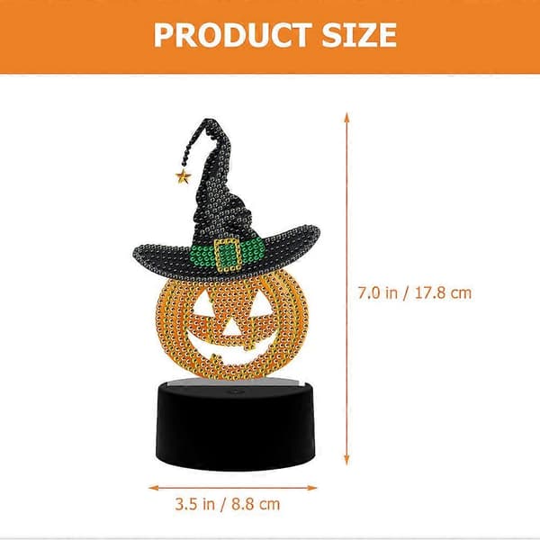 Krystallperlemaling DIY LED-lys Halloween Full Drill Gresskarlampe Hjemmedekor
