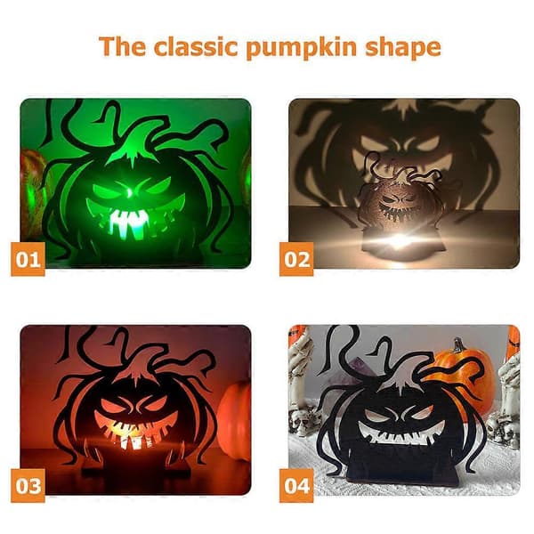 Halloween gresskar-lysestake til dekorasjon, 8 stk. svarte tre-lysestaker