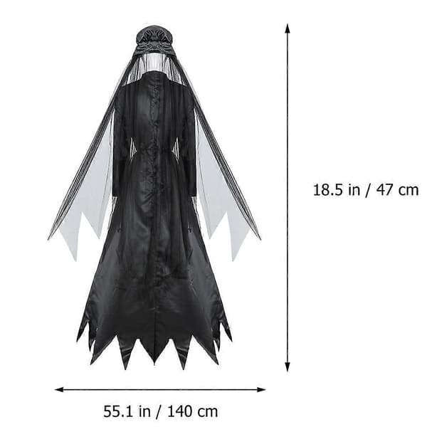 1 set Halloween-kostym häxdräkt Halloween lång klänning maskeradkläder